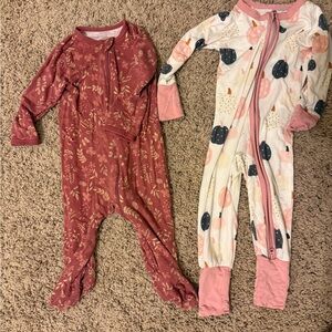 Cozy Kids Pajamas Footies in Pink and Cream